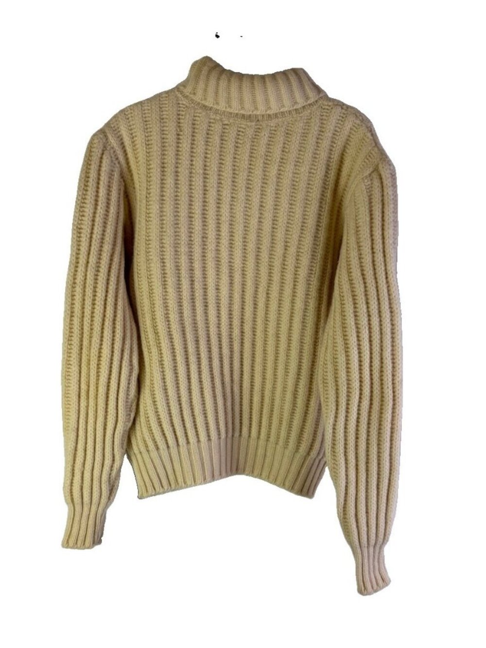 Vintage 70s Virgin Wool Turtleneck Sweater Fisherman Beige USA